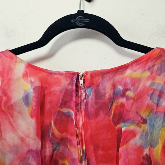 Vintage 70s Diamond Tea Gown Flutter Sleeve Night Dress Floral - Picture 6 of 8